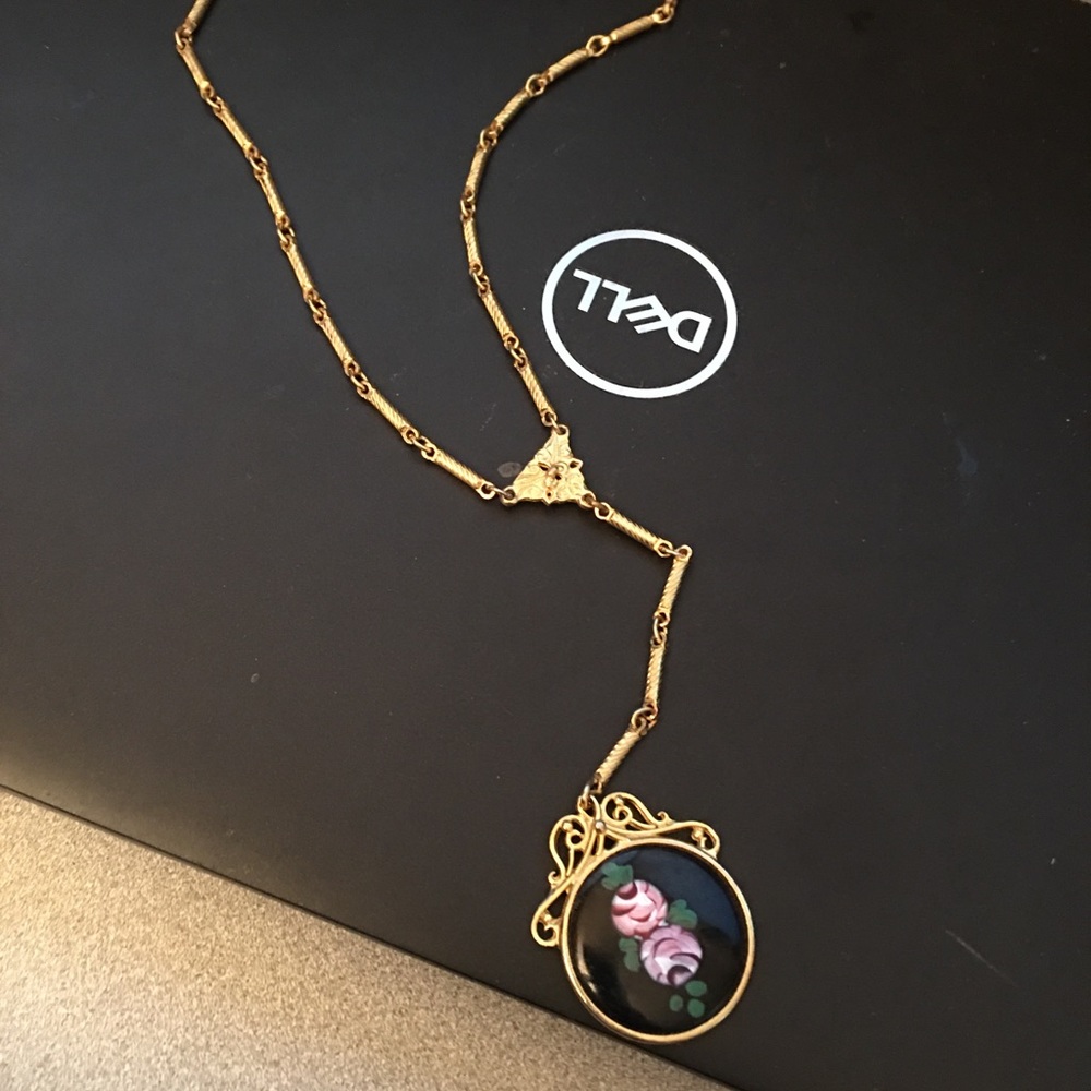 1907 Vintage guiloche pink/purple rose enamel.